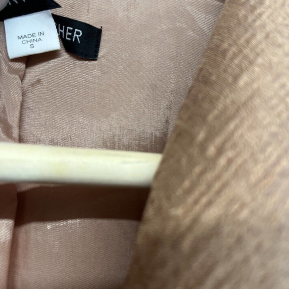 Eileen Fisher Silk Jacket Small Longline Open Front Rose Gold Copper Lined B80 - Picture 4 of 16